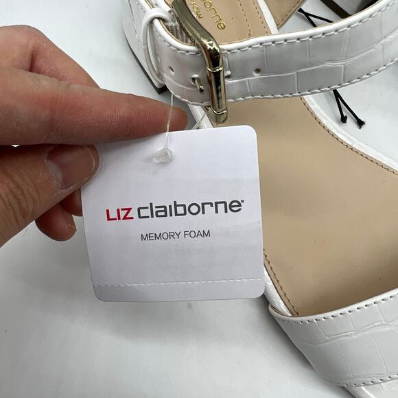 Liz Claiborne Womens Renny Sandals Heel White Croc Size 9.5M - Picture 3 of 15